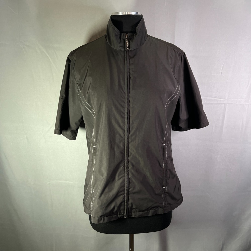 Ping Collection Golf Jacket Womens S Black Contrast Stitch Short Sleeve Full Zip